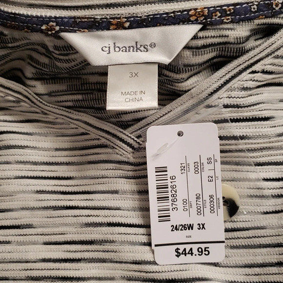 Button Back Space Dye V-neck Top CJ Banks Plus Size 3X - Picture 6 of 10